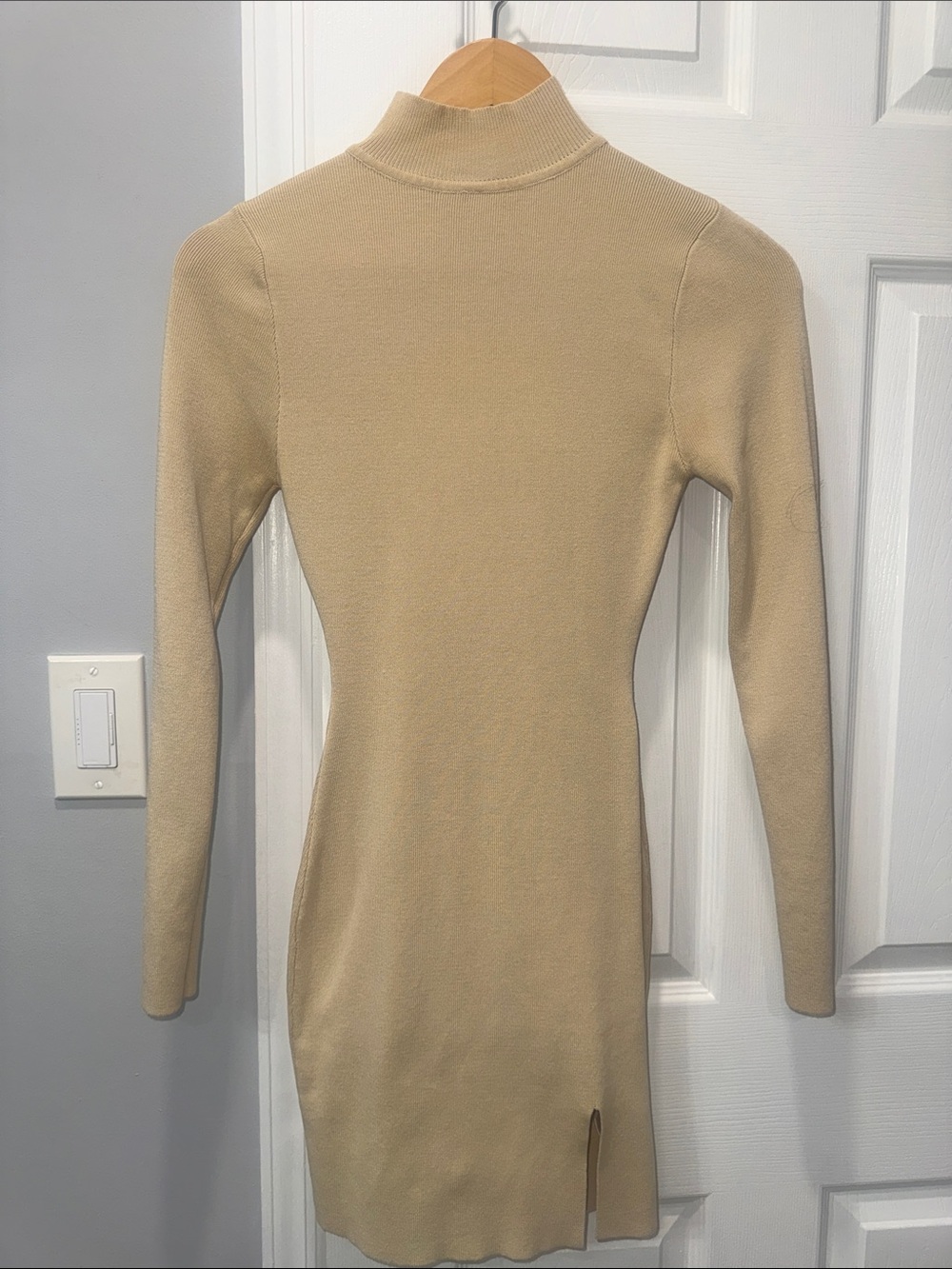 Windsor Neutral Beige Mock Neck Knit Dress